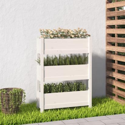 Jardinieră, alb, 77 x 25 x 104,5 cm, lemn masiv de pin GartenMobel Dekor