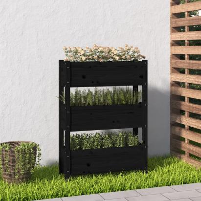 Jardinieră, negru, 77 x 25 x 104,5 cm, lemn masiv de pin GartenMobel Dekor