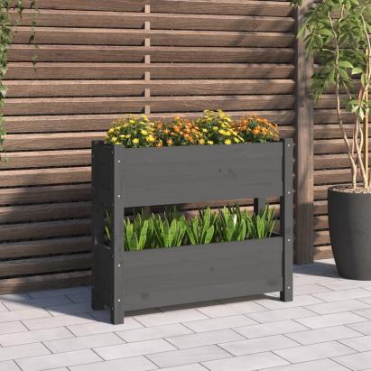 Jardinieră, gri, 77x25x66 cm, lemn masiv de pin GartenMobel Dekor