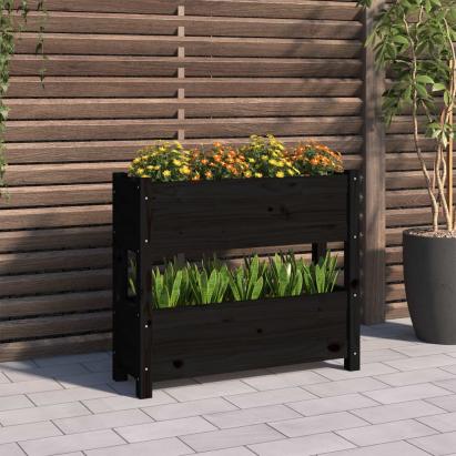 Jardinieră, negru, 77x25x66 cm, lemn masiv de pin GartenMobel Dekor