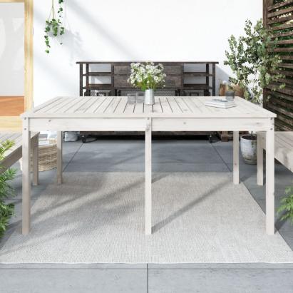 Măsuță de grădină, alb, 159,5x82,5x76 cm, lemn masiv de pin GartenMobel Dekor
