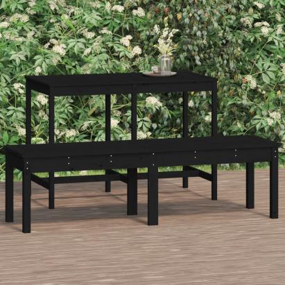 Bancă grădină 2 locuri, negru, 159,5x44x45cm, lemn masiv de pin GartenMobel Dekor