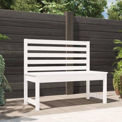 Bancă de grădină, alb, 109 cm, lemn masiv de pin GartenMobel Dekor