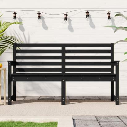 Bancă de grădină, negru, 159,5x48x91,5 cm, lemn masiv de pin GartenMobel Dekor