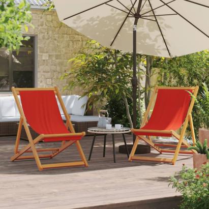 Scaune de plajă pliante, 2 buc., roșu, material textil GartenMobel Dekor