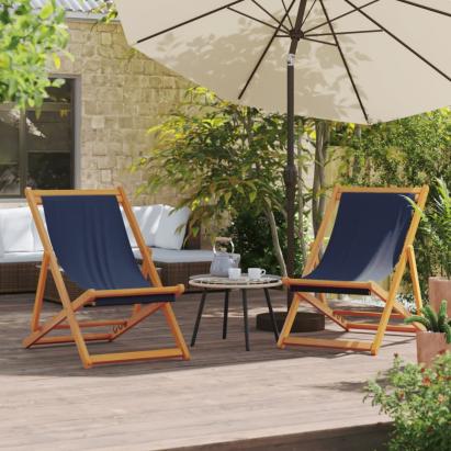 Scaune de plajă pliante, 2 buc., albastru, material textil GartenMobel Dekor
