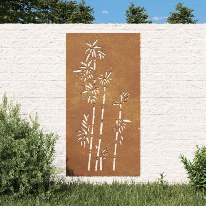 Decorație perete de grădină 105x55 cm design bambus oțel Corten GartenMobel Dekor
