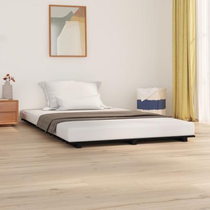 Cadru de pat, negru, 135x190 cm, lemn masiv de pin GartenMobel Dekor