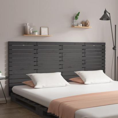 Tăblie de pat pentru perete, gri, 156x3x91,5 cm, lemn masiv pin GartenMobel Dekor