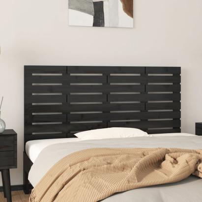 Tăblie de pat pentru perete, negru, 146x3x63 cm, lemn masiv pin GartenMobel Dekor