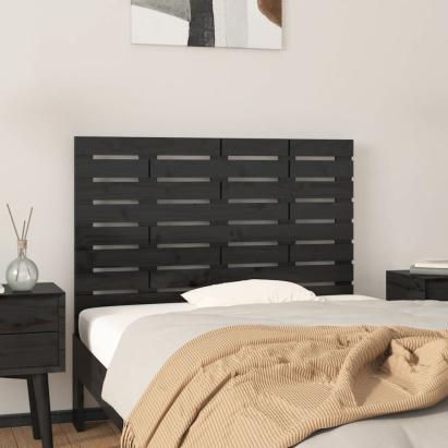 Tăblie de pat pentru perete, negru, 81x3x63 cm, lemn masiv pin GartenMobel Dekor