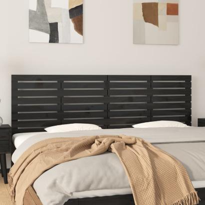 Tăblie de pat pentru perete, negru, 166x3x63 cm, lemn masiv pin GartenMobel Dekor
