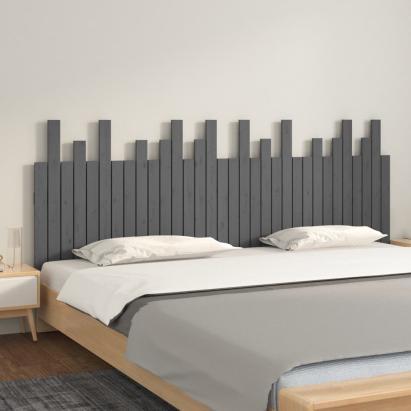 Tăblie de pat pentru perete, gri, 204x3x80 cm, lemn masiv pin GartenMobel Dekor