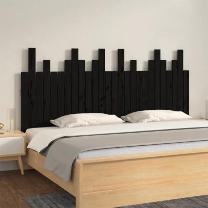 Tăblie de pat pentru perete, negru, 166x3x80 cm, lemn masiv pin GartenMobel Dekor