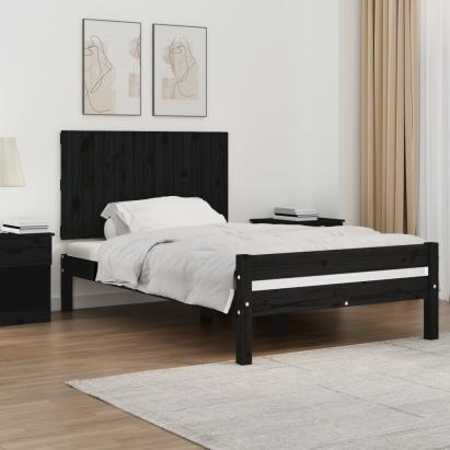Tăblie de pat pentru perete, negru, 108x3x60 cm, lemn masiv pin GartenMobel Dekor