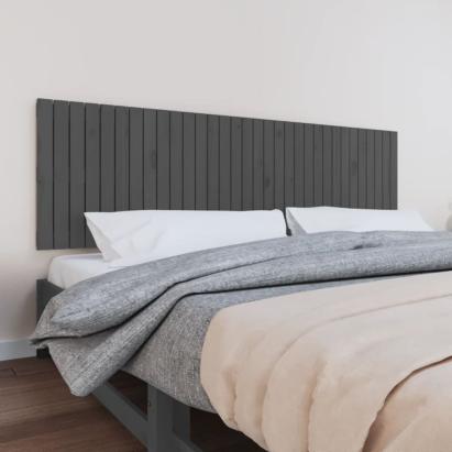 Tăblie de pat pentru perete, gri, 204x3x60 cm, lemn masiv pin GartenMobel Dekor
