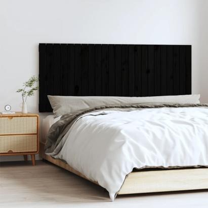 Tăblie de pat pentru perete, negru, 147x3x60 cm, lemn masiv pin GartenMobel Dekor