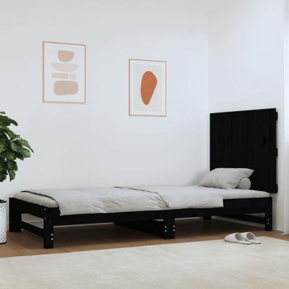 Tăblie de pat pentru perete, negru, 82,5x3x60cm, lemn masiv pin GartenMobel Dekor