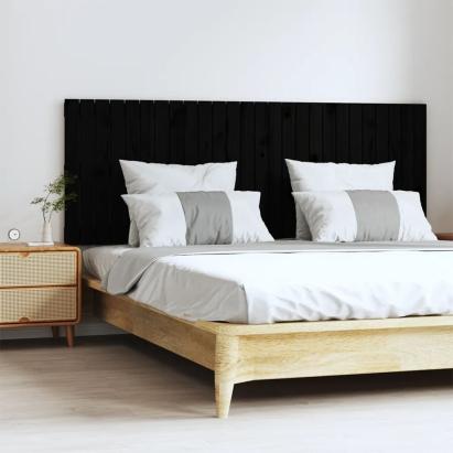 Tăblie de pat pentru perete, negru, 166x3x60 cm, lemn masiv pin GartenMobel Dekor