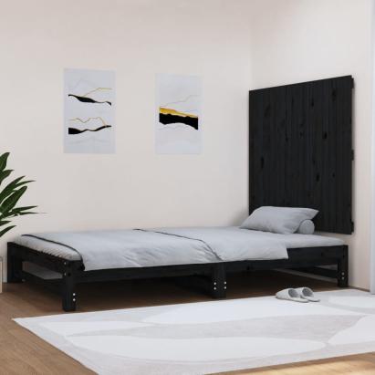 Tăblie de pat pentru perete, negru, 108x3x90 cm, lemn masiv pin GartenMobel Dekor