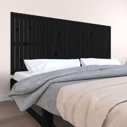 Tăblie de pat pentru perete, negru, 204x3x90 cm, lemn masiv pin GartenMobel Dekor