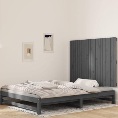 Tăblie de pat pentru perete, gri, 127,5x3x90 cm, lemn masiv pin GartenMobel Dekor