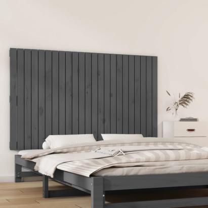 Tăblie de pat pentru perete, gri, 147x3x90 cm, lemn masiv pin GartenMobel Dekor