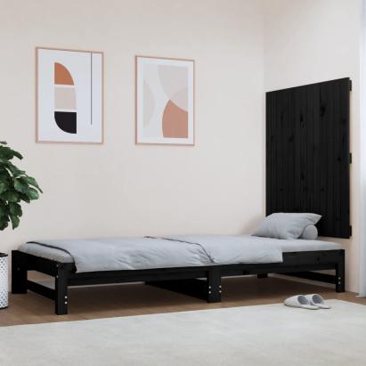 Tăblie de pat pentru perete, negru, 82,5x3x90 cm lemn masiv pin GartenMobel Dekor