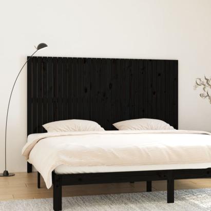 Tăblie de pat pentru perete, negru, 204x3x110 cm lemn masiv pin GartenMobel Dekor