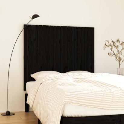 Tăblie de pat pentru perete negru 127,5x3x110 cm lemn masiv pin GartenMobel Dekor