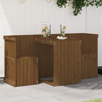 Set de balcon cu 2 locuri, maro miere, lemn masiv de pin GartenMobel Dekor