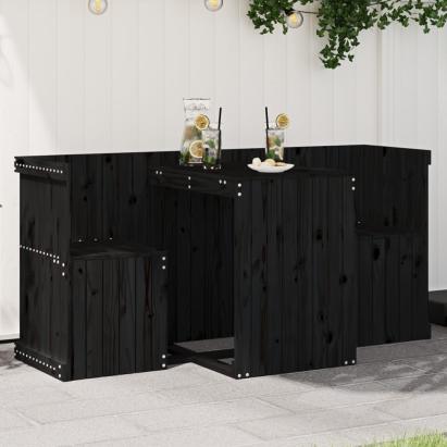 Set de balcon cu 2 locuri, negru, lemn masiv de pin GartenMobel Dekor