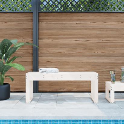 Bancă de grădină, alb, 110x38x45 cm, lemn masiv de pin GartenMobel Dekor