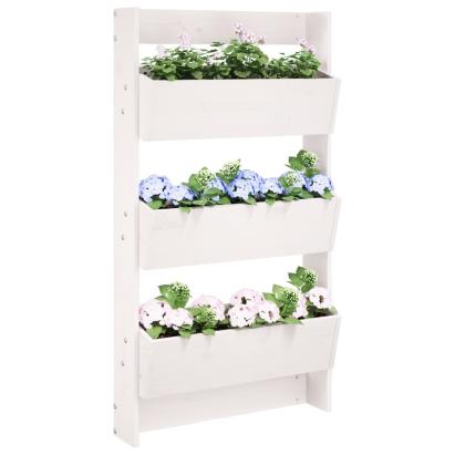 Jardinieră de perete cu 3 niveluri alb 60x18,5x110 cm lemn pin GartenMobel Dekor