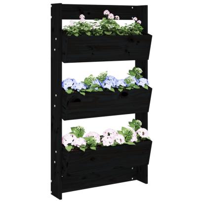 Jardinieră de perete cu 3 niveluri negru 60x18,5x110cm lemn pin GartenMobel Dekor