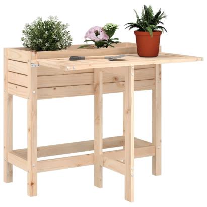 Jardinieră de grădină cu blat pliabil, lemn masiv pin GartenMobel Dekor