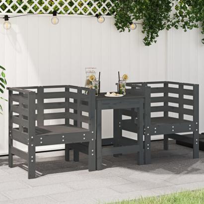 Scaune de grădină, 2 buc., gri, 61,5x53x71 cm, lemn masiv pin GartenMobel Dekor