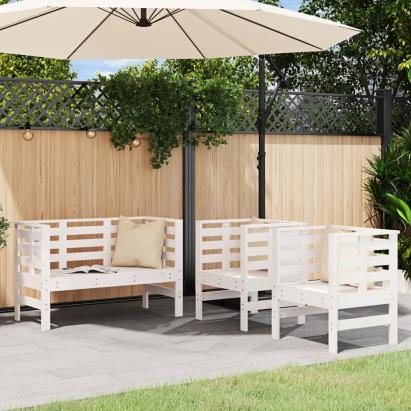 Set mobilier de grădină, 3 piese, alb, lemn masiv de pin GartenMobel Dekor