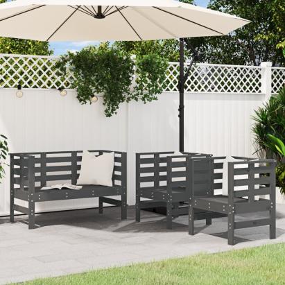 Set mobilier de grădină, 3 piese, gri, lemn masiv de pin GartenMobel Dekor