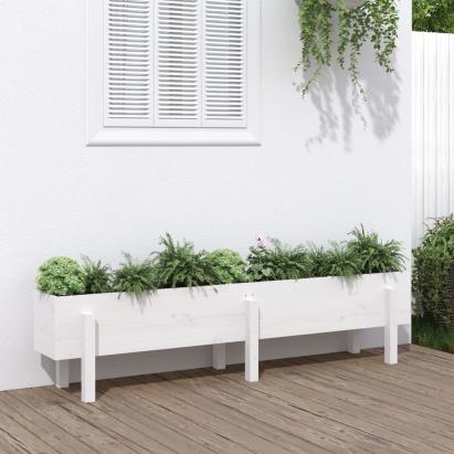 Strat înălțat de grădină, alb, 160x30x38 cm, lemn masiv de pin GartenMobel Dekor