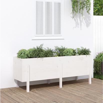 Strat înălțat de grădină, alb, 160x50x57 cm, lemn masiv de pin GartenMobel Dekor