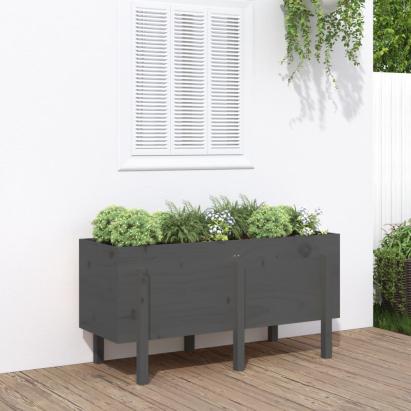 Strat înălțat de grădină, gri, 121x50x57 cm, lemn masiv de pin GartenMobel Dekor