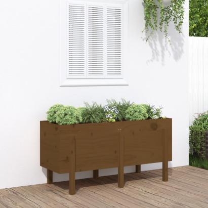 Strat înălțat de grădină maro miere 121x50x57 cm lemn masiv pin GartenMobel Dekor