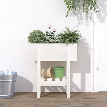 Jardinieră de grădină, alb, 62x30x69 cm, lemn masiv de pin  GartenMobel Dekor