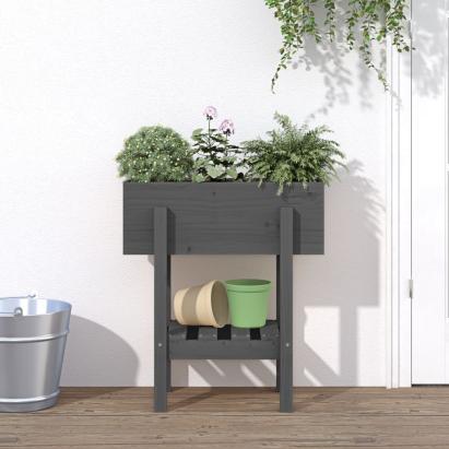 Jardinieră de grădină, gri, 62x30x69 cm, lemn masiv pin  GartenMobel Dekor