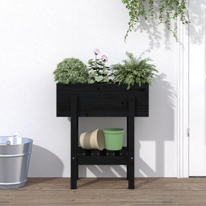 Jardinieră de grădină, negru, 62x30x69 cm, lemn masiv pin  GartenMobel Dekor