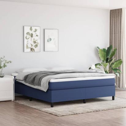 Pat box spring cu saltea, albastru, 180x200 cm, material textil GartenMobel Dekor