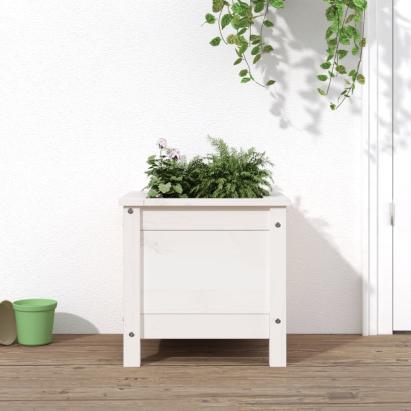 Jardinieră de grădină, alb, 40x40x39 cm, lemn masiv de pin GartenMobel Dekor