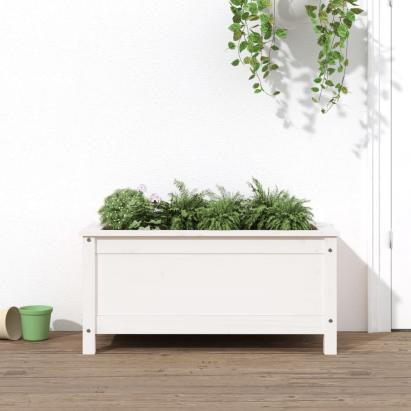 Jardinieră de grădină, alb, 82,5x40x39 cm, lemn masiv de pin GartenMobel Dekor