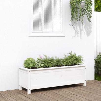 Strat înălțat de grădină, alb, 119,5x40x39 cm, lemn masiv pin GartenMobel Dekor